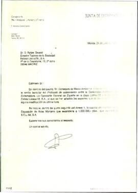Carta del Secretario General Técnico de la Consejería de Medio Ambiente, Urbanismo para GASSET, R...