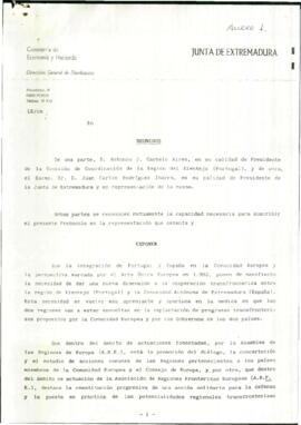 Acta del protocolo de colaboración sobre la necesidad de dar una nueva dimensión a la cooperación...