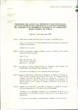 Programa cronológico de RODRÍGUEZ IBARRA, Juan Carlos, con motivo del acto de entrega del sumario...
