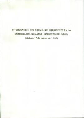 Discurso de RODRÍGUEZ IBARRA, Juan Carlos, del acto de entrega de Sumario de Humberto Delgado.