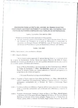 Programa cronológico de RODRÍGUEZ IBARRA, Juan Carlos, con motivo de la visita de GUTERRES, Anton...