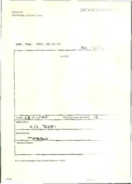 Fax de TORRO para RUFI, sin asunto.