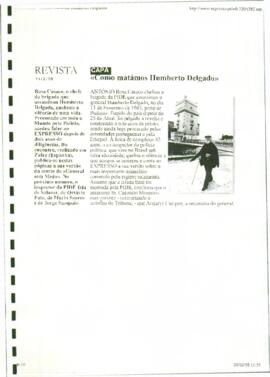 Artículo de prensa, sin firmar, con titular "Como matámos Humberto Delgado".