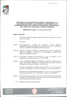 Programa cronológico del PSOE de Extremadura para RODRÍGUEZ IBARRA, Juan Carlos, con motivo de la...