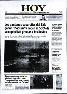 Portada de periódico del Diario HOY con titular de interés "Ibarra propone en Ágora que ciud...