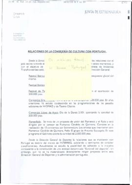 Notas de la Consejería de Cultura de la JUNTA DE EXTREMADURA para RODRÍGUEZ IBARRA, Juan Carlos, ...