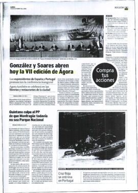 Artículo de prensa, sin firmar, con titular "González y Soares abren hoy la VII Edición de Á...