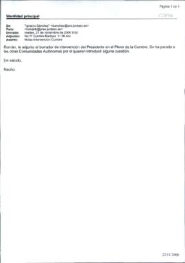Correo electrónico de SÁNCHEZ AMOR, Ignacio, para BOLAÑOS EXPÓSITO, Román, donde se le adjunta bo...