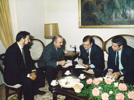 Encuentro de RODRÍGUEZ IBARRA, Juan Carlos con GALINHA BARRETO, Joao, FIGUEIREDO, Carlos y SÁNCHE...