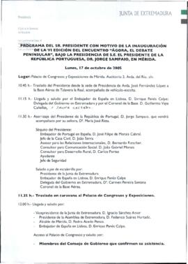 Programa cronológico de la JUNTA DE EXTREMADURA para RODRÍGUEZ IBARRA, Juan Carlos con motivo de ...