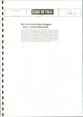 Artículo de prensa, sin firmar, con titular "La frontera entre España y Portugal no aparece ...