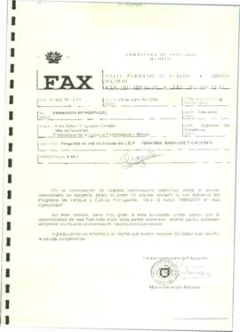 Fax de FERNANDA ANTUNES, María para CORRALES ROMERO, Ignacio, cuyo asunto trata del envío de la r...