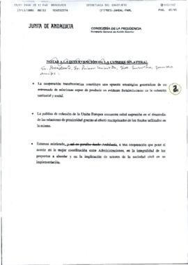 Nota de la Secretaría General de Acción Exterior, de la Consejería de Presidencia, de la JUNTA DE...