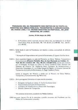 Programa cronológico del Jefe de la Secretaría Particular del Presidente para RODRÍGUEZ IBARRA, J...