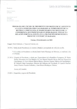 Programa cronológico de Jefe de la Secretaría Particular del Presidente para RODRÍGUEZ IBARRA, Ju...