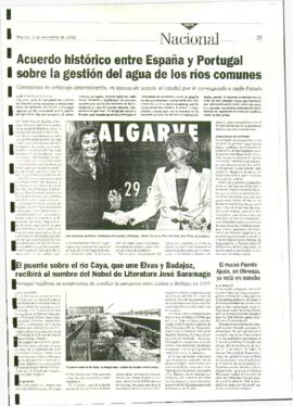 Artículo de prensa, realizado por LORENZO, Luis con titular "El puente sobre el río Caya, qu...