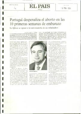 Artículo de prensa, realizado por GARCÍA, Javier, con titular "Portugal despenaliza el abort...