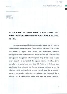 Notas de SÁNCHEZ AMOR, Ignacio para RODRÍGUEZ IBARRA, Juan Carlos, con motivo de la visita del mi...