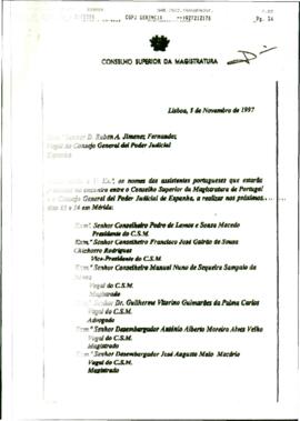 Carta de PEREIRA, Fernanda Isabel para JIMÉNEZ FERNÁNDEZ, Rubén cuyo asunto trata de informarle s...