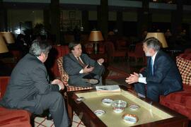 Encuentro de RODRÍGUEZ IBARRA, Juan Carlos con GUTERRES, António y SÁNCHEZ AMOR, Ignacio.