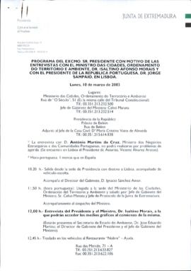 Programa cronológico del Jefe de la Secretaría Particular del Presidente para RODRÍGUEZ IBARRA, J...
