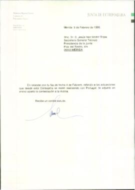 Carta de MAYORAL CORTÉS, Victorino, para HERNÁNDEZ ROJAS, Jesús, sobre el adjunto de actuaciones ...