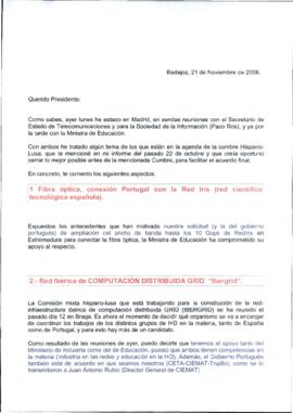 Carta de MILLÁN VÁZQUEZ DE MIGUEL, Luis, para RODRÍGUEZ IBARRA, Juan Carlos, cuyo asunto trata de...