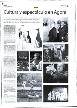 Artículo de prensa, sin firmar, con titular "Cultura y espectáculo en Ágora", dentro de...