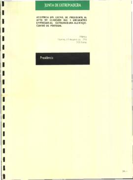 Informe de la JUNTA DE EXTREMADURA acerca del acto de clausura del I Encuentro Empresarial Extrem...