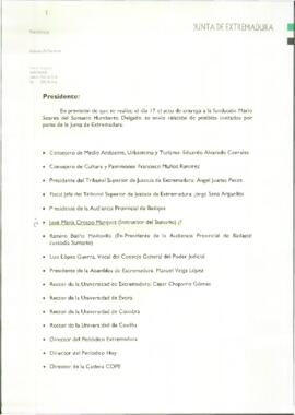 Notas del Gabinete del Presidente para RODRÍGUEZ IBARRA, Juan Carlos, sobre el envío de la relaci...