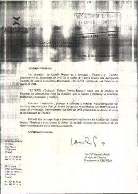 Carta de SAPONI MENDO, José María, para RODRÍGUEZ IBARRA, Juan Carlos, cuyo asunto trata de solic...