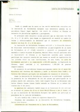 Notas de VENTURA DÍAZ DÍAZ, Antonio para RODRÍGUEZ IBARRA, Juan Carlos, con motivo de su interven...