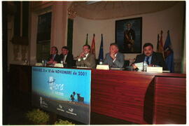 Encuentro de RODRÍGUEZ IBARRA, Juan Carlos junto a VÁZQUEZ GARCÍA, Juan María, CELDRÁN MATUTE, Mi...