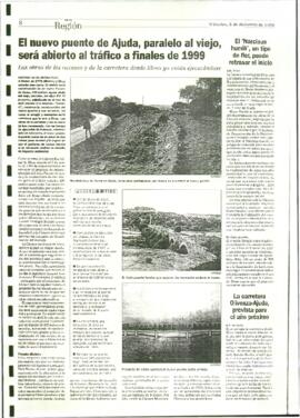 Artículo de prensa, realizado por CID DE RIVIERA, Antonio con titular "El nuevo puente de Aj...