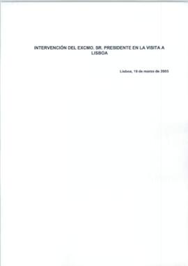 Discurso de RODRÍGUEZ IBARRA, Juan Carlos, con motivo de su visita a Lisboa en 2003.