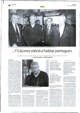 Artículo de prensa, realizado por MORAL, Luis, con titular "Y Cáceres volvió a hablar portug...