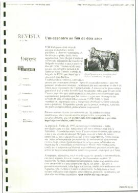 Artículo de prensa, sin firmar, con titular "Um encontro ao fim de dois anos".