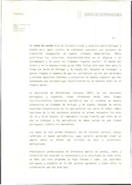 Notas para RODRÍGUEZ IBARRA, Juan Carlos, con motivo de su intervención en el I Seminario Hispano...