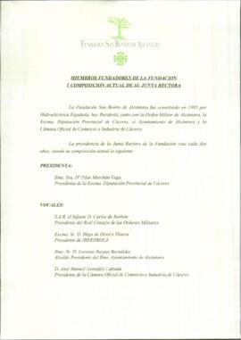 Acta de la composición de los miembros fundadores de la Fundación y de su Junta Rectora.