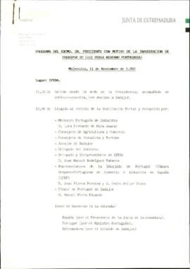 Programa cronológico de RODRÍGUEZ IBARRA, Juan Carlos, con motivo de la inauguración de la III Ed...