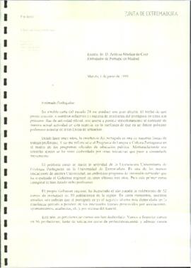 Carta de SÁNCHEZ AMOR, Ignacio, para MARTINS DA CRUZ, António, sobre algunas cuestiones relaciona...
