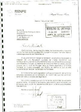 Carta de CORSINI FREESE, Miguel para RODRÍGUEZ IBARRA, Juan Carlos cuyo asunto trata de solicitar...