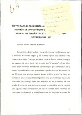 Notas para RODRÍGUEZ IBARRA, Juan Carlos, con motivo de la reunión de los Consejos Generales del ...