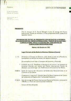 Programa cronológico del Jefe de la Secretaría Particular del Presidente para RODRÍGUEZ IBARRA, J...