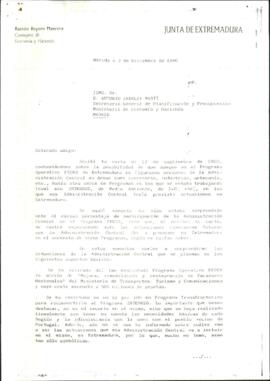 Carta de ROPERO MANCERA, Ramón, para ZABALZA MARTÍ, Antonio, cuyo asunto trata de las actuaciones...