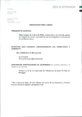 Nota del Jefe de Secretaría del Presidente de la JUNTA DE EXTREMADURA para RODRÍGUEZ IBARRA, Juan...