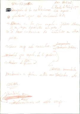 Notas de RODRÍGUEZ IBARRA, Juan Carlos, para la entrevista con Antonio Medina Montaño sobre la em...
