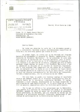Carta de ZABALZA MARTÍ, Antonio, para ROPERO MANCERA, Ramón, cuyo asunto trata de algunas conside...