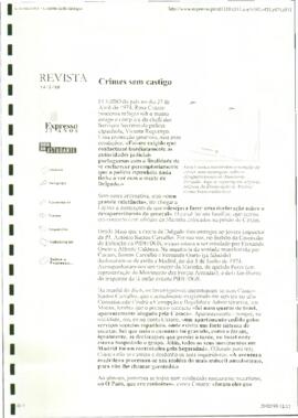 Artículo de prensa, sin firmar, con titular "Crimes sem castigo".