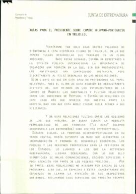 Notas de la CONSEJERÍA DE PRESIDENCIA Y TRABAJO para RODRÍGUEZ IBARRA, Juan Carlos, con motivo de...
